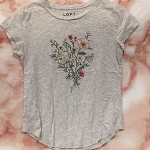 Loft Spring Bouquet Tee Shirt Womens Size XS Vintage Soft Gray NWOT Cotton